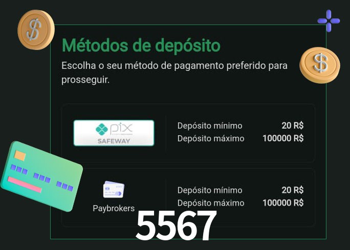 O cassino 5567 oferece uma grande variedade de métodos de pagamento